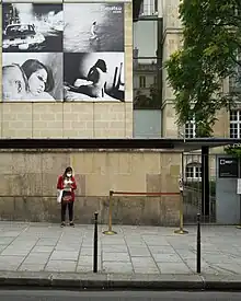 Facade of "Maison eurpéenne de la photographie during "Moriyama – Tomatsu ; Tokyo " exhibition