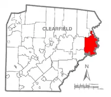 Map of Clearfield County, Pennsylvania highlighting Cooper Township