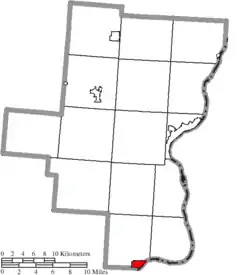 Location of Crown City in Gallia County