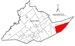 Map of Centre County, Pennsylvania highlighting Haines Township
