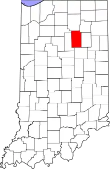 Map of Indiana highlighting Wabash County
