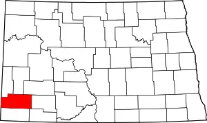 Map of North Dakota highlighting Slope County