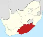 Map indicating the extent of Eastern Cape within the Republic of South Africa