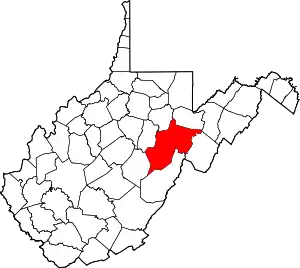 Map of West Virginia highlighting Randolph County