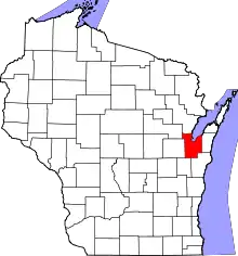 State map highlighting Brown County