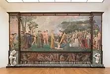 Christ in Olympus (1897), oil on canvas with mixed media, overall dimensions: 549 × 965 × 65 cm, (3800 kg.), Österreichische Galerie Belvedere, Vienna, Austria.