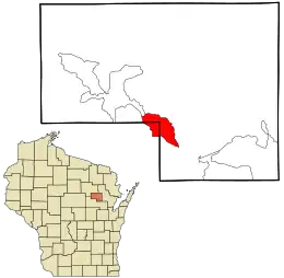 Location in Menominee County and the state of Wisconsin.