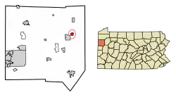 Location of Sandy Lake in Mercer County, Pennsylvania.