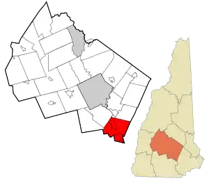 Location in Merrimack County and the state of New Hampshire