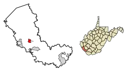 Location of Delbarton in Mingo County, West Virginia.