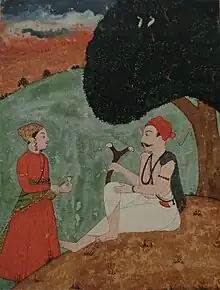 Miniature painting of Sufi saint, Madho Lal Hussain (right)