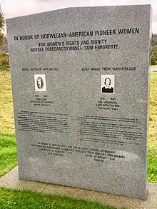 Memorial stone honoring Agnes Mathilde Wergeland & Elise  Wærenskjold