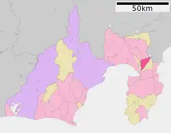 Location of Mishima in Shizuoka Prefecture