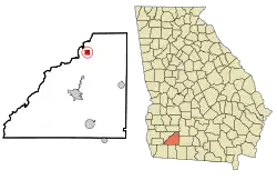 Location in Mitchell County and the state of Georgia