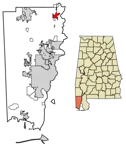 Location in Mobile County, Alabama