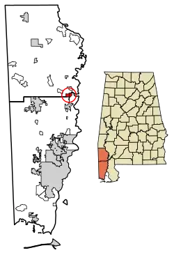 Locationin Mobile and Washington counties, Alabama