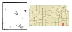 Location within Montgomery County and Kansas