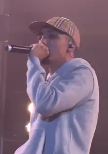 Morad performing during a concert in Casablanca in November 2022