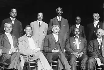 Image 19Executive Committee of the National Negro Business League, c. 1910. NNBL founder Booker T. Washington (1856–1915) is seated, second from the left. (from Civil rights movement (1896–1954))