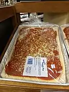 Tomato pie for sale in a grocery store near Utica