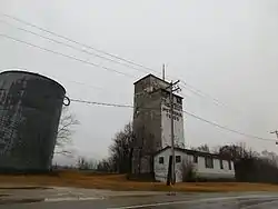 An unused grain elevator in Niota in January 2017