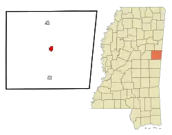 Location of Macon, Mississippi