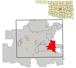 Location in Oklahoma County and the state of Oklahoma.