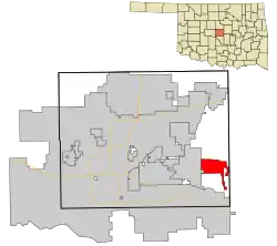 Location in Oklahoma County and the state of Oklahoma.