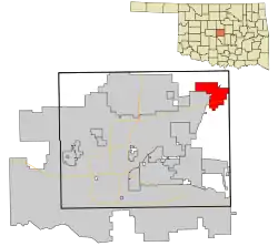 Location in Oklahoma County and the state of Oklahoma.