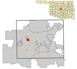 Location in Oklahoma County and the state of Oklahoma.