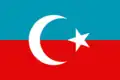 One of the proposed projects of the flag of Uzbekistan by the democratic movement, based on Turkestan Autonomy flag (1991)