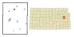 Location within Osage County and Kansas