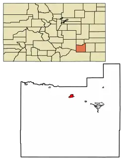 Location within Otero County and Colorado