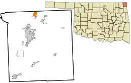 Location within Ottawa County showing former municipal boundaries