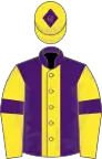 PURPLE, yellow panel, yellow sleeves, purple armlet, yellow cap, purple diamond