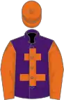 Purple, orange cross of lorraine, orange sleeves and cap