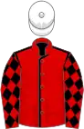 Red, black seams, diamonds on sleeves, white cap