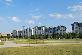 The newly developed neighbourhood of Novo Lisiče, in Aerodrom.