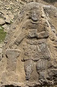 Rock relief of Parthian king at Behistun, most likely Vologases III (r. c. 110–147 AD)