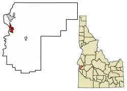 Location of Fruitland in Payette County, Idaho.
