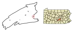 Location of Duncannon in Perry County, Pennsylvania.