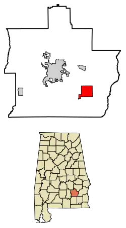 Location of Brundidge in Pike County, Alabama.
