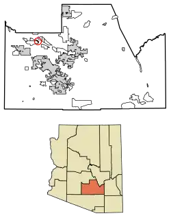Location of Sweet Water Village in Pinal County, Arizona.