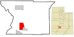Location in Piute County and the state of Utah.