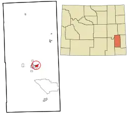 Location in Platte County and the state of Wyoming.