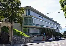 Policlinique médicale universitaire (Department of Ambulatory Care & Community Medicine of the University of Lausanne), with two helipads on its roof.