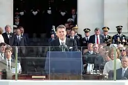 Reagan giving his inauguration speech at the United States Captiol, 1981