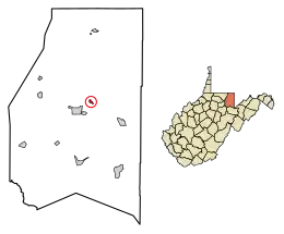Location of Albright in Preston County, West Virginia.