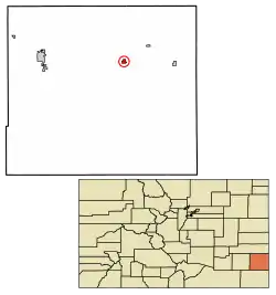 Location of the Town of Granada in Prowers County, Colorado.