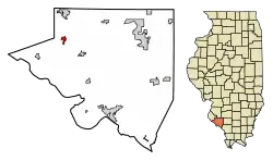 Location of Ruma in Randolph County, Illinois.